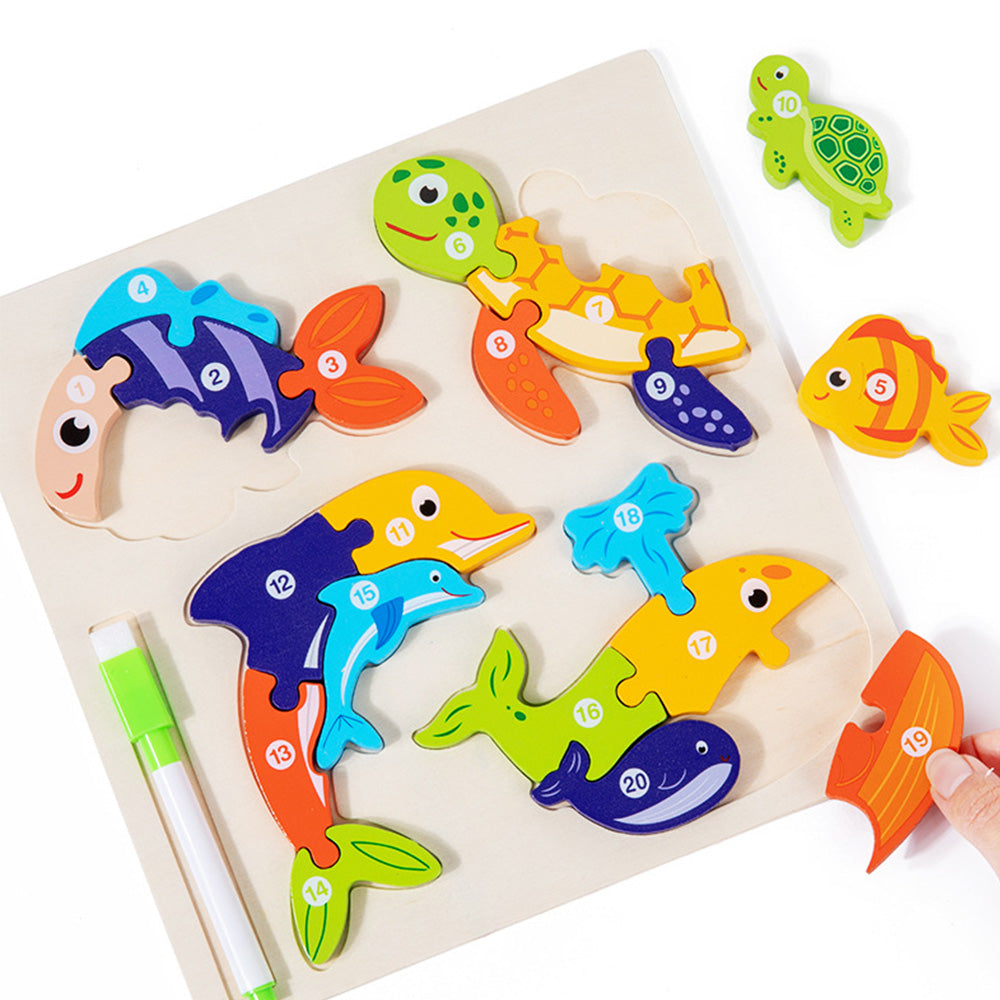 LCM-041502 Peg Puzzles For Toddlers, Wooden Brain Puzzles for Kids, Assembly Puzzles for 1-3 Year Old Boys & Girls