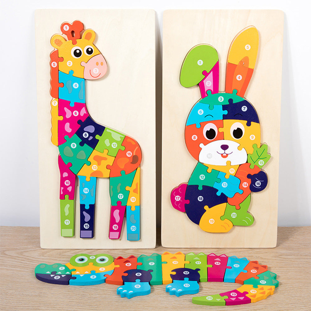 LCM-041602 Wooden Brain Puzzles for Kids, Peg Puzzles For Toddlers, Montessori Educational Learning Puzzles Set for 1-3 Year Old Boys & Girls