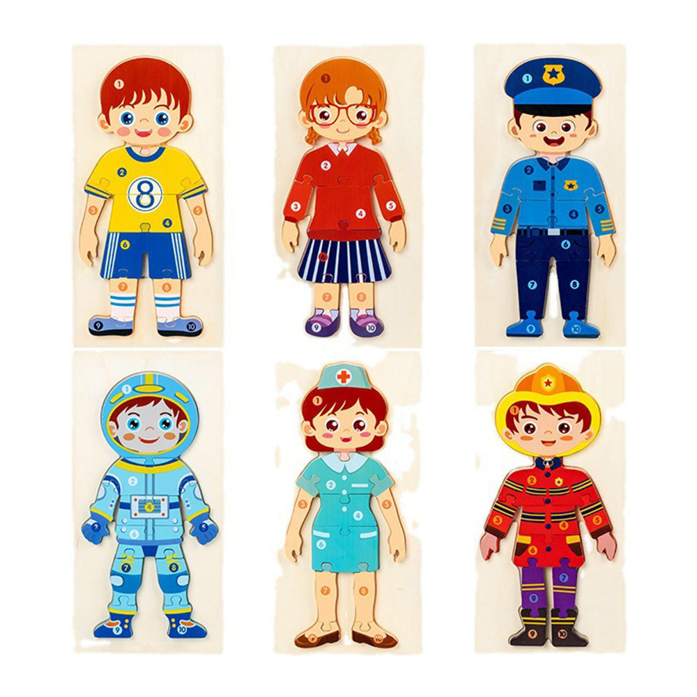 People Who Help Us Peg Puzzles For Toddlers, 11.8 x 5.9 Inch Wooden Puzzles Mix and Match Cognition Community Number The People Puzzle Diversity Educational Toys Wood Play Learning Toy.