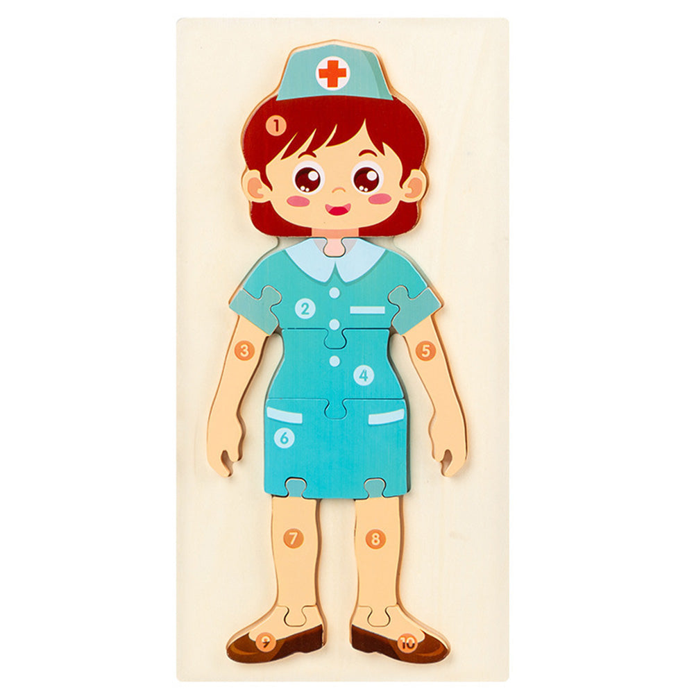 People Who Help Us Peg Puzzles For Toddlers, 11.8 x 5.9 Inch Wooden Puzzles Mix and Match Cognition Community Number The People Puzzle Diversity Educational Toys Wood Play Learning Toy.