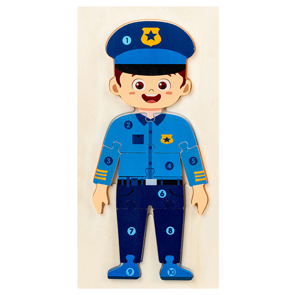 People Who Help Us Peg Puzzles For Toddlers, 11.8 x 5.9 Inch Wooden Puzzles Mix and Match Cognition Community Number The People Puzzle Diversity Educational Toys Wood Play Learning Toy.