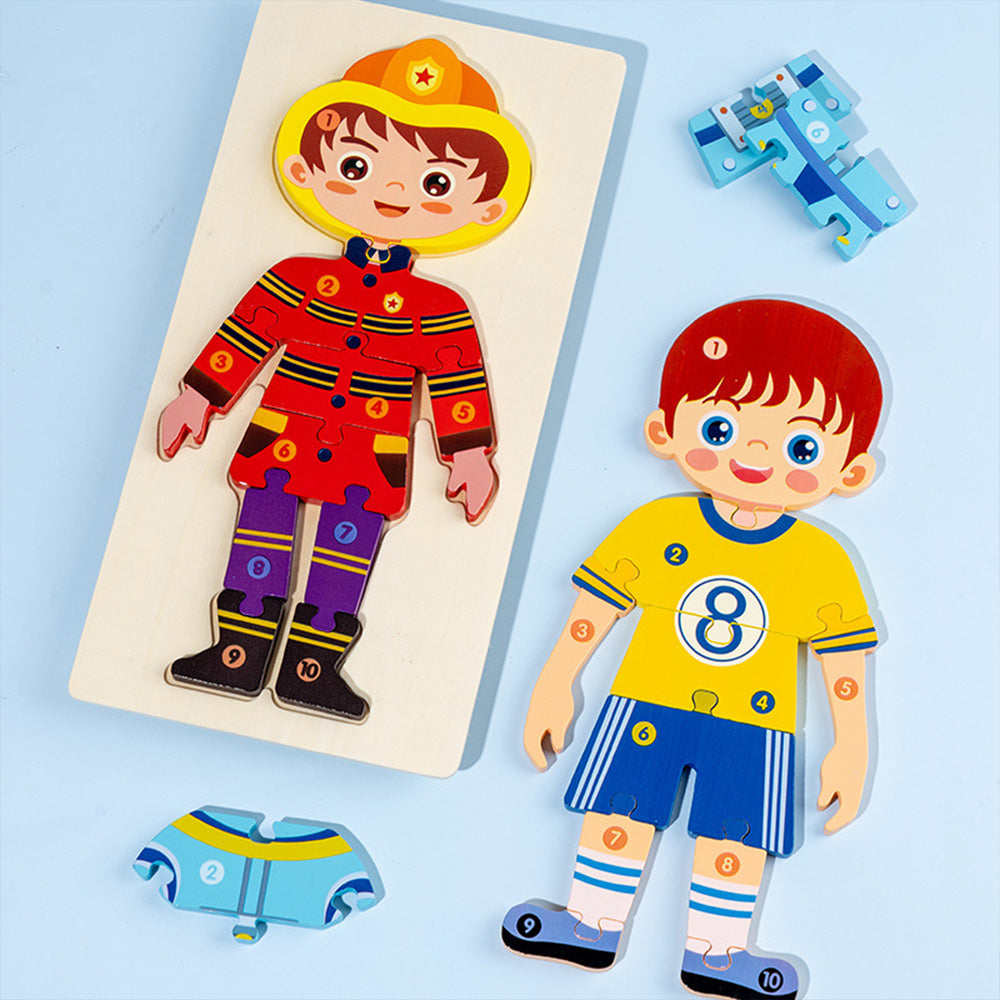 People Who Help Us Peg Puzzles For Toddlers, 11.8 x 5.9 Inch Wooden Puzzles Mix and Match Cognition Community Number The People Puzzle Diversity Educational Toys Wood Play Learning Toy.