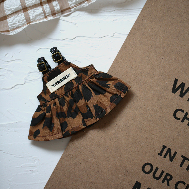 17cm Clothes Set(NO Doll),Leopard Print Overall Dress For 17cm Dolls,Stylish Adorable Dolls Clothes Accessories,Cute Clothes For Dress Up Unique Style