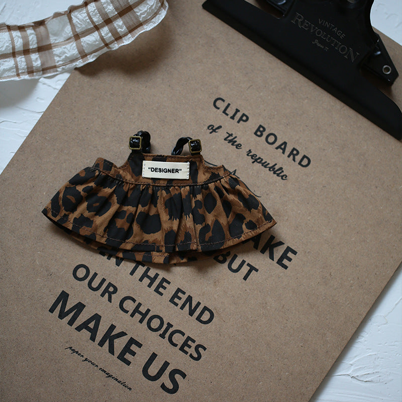 17cm Clothes Set(NO Doll),Leopard Print Overall Dress For 17cm Dolls,Stylish Adorable Dolls Clothes Accessories,Cute Clothes For Dress Up Unique Style