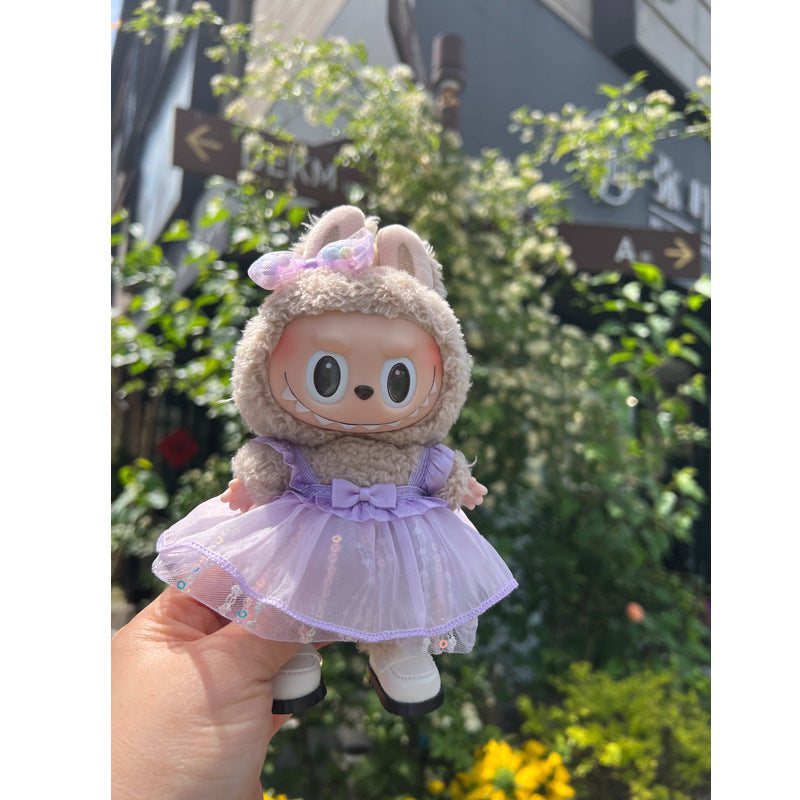 Designed for Labubu Clothes, Adorable Chic Dress Set comptible with 17cm Labubu Dolls, Doll Clothes Compatible with Labubu Accessories (NO Doll)