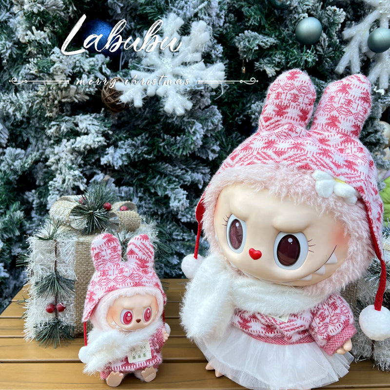 Christmas Costume Set Clothes for Labubu 17cm/40cm Dolls,Premium Festive Outfit with Santa Hat & Ornament Accessories, Collector's Doll Clothing (Doll Not Included)