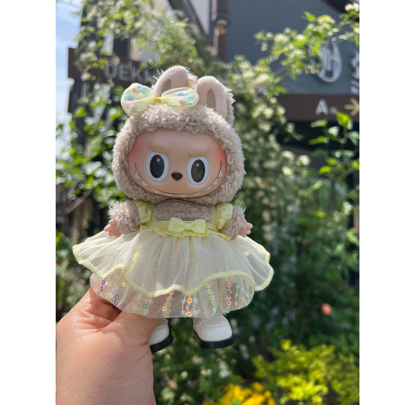 Designed for Labubu Clothes, Adorable Chic Dress Set comptible with 17cm Labubu Dolls, Doll Clothes Compatible with Labubu Accessories (NO Doll)
