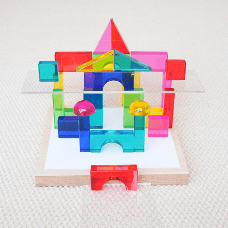 B016 Gemstone Building Blocks Set, Rainbow Sensory Toys, Preschool Stacking Toy for Kids