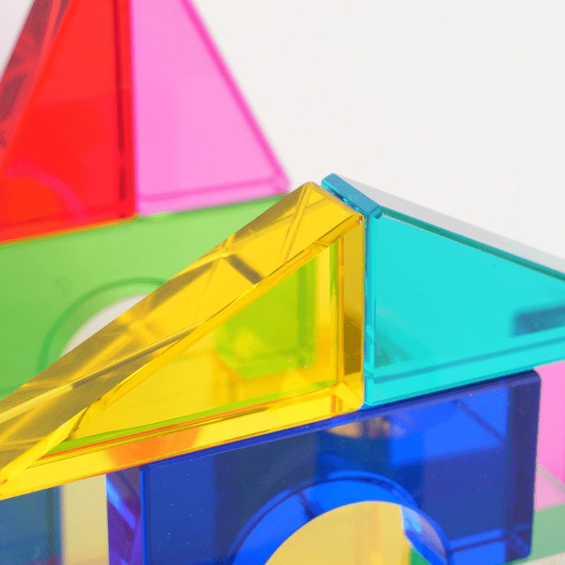B016 Gemstone Building Blocks Set, Rainbow Sensory Toys, Preschool Stacking Toy for Kids