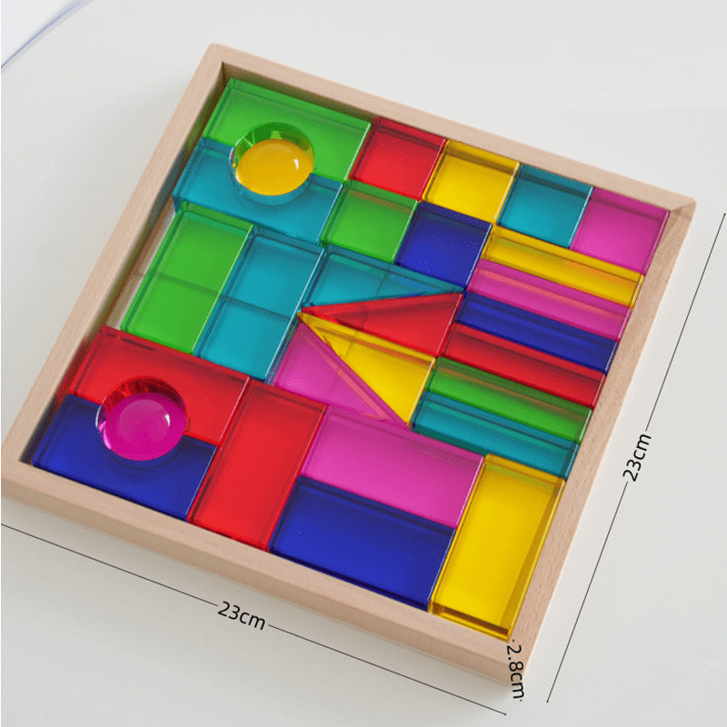 B016 Gemstone Building Blocks Set, Rainbow Sensory Toys, Preschool Stacking Toy for Kids