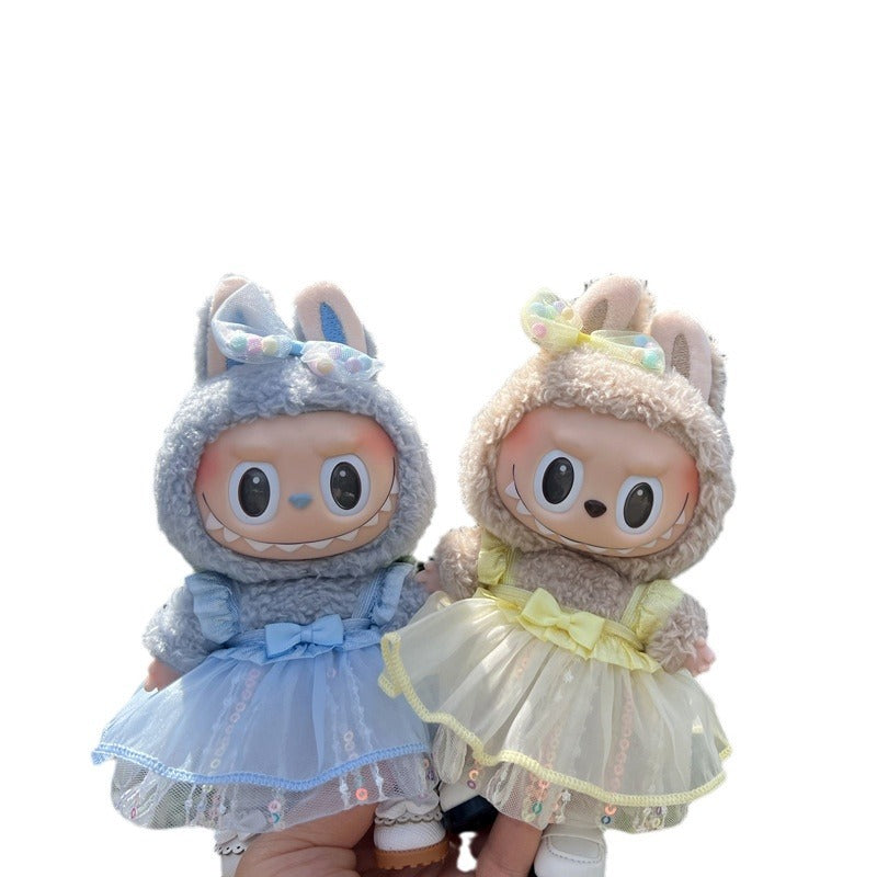 Designed for Labubu Clothes, Adorable Chic Dress Set comptible with 17cm Labubu Dolls, Doll Clothes Compatible with Labubu Accessories (NO Doll)