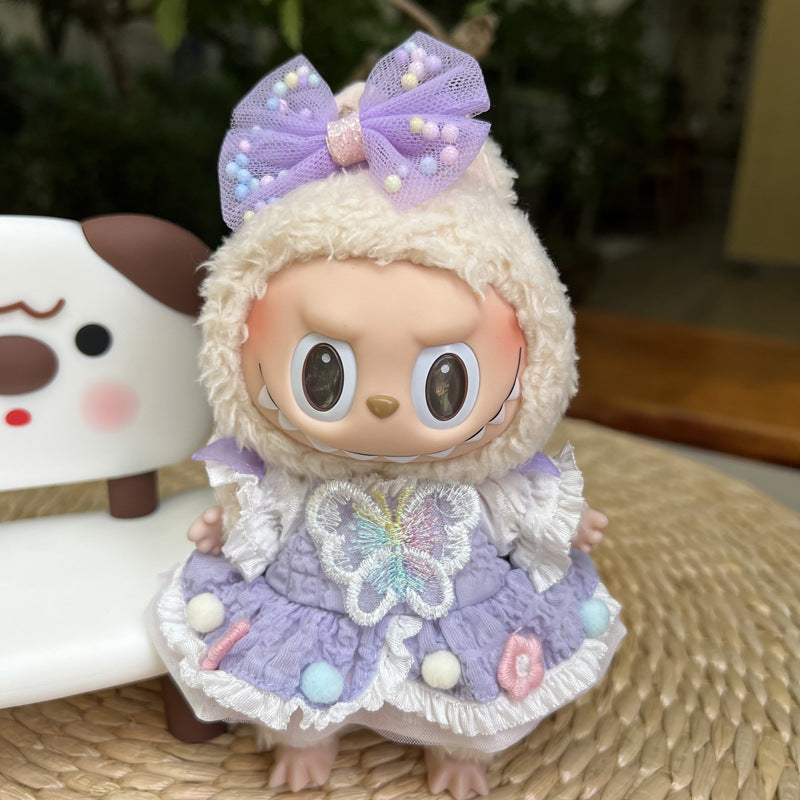 Designed for Labubu Clothes, Adorable Chic Dress Set comptible with 17cm Labubu Dolls, Doll Clothes Compatible with Labubu Accessories (NO Doll)