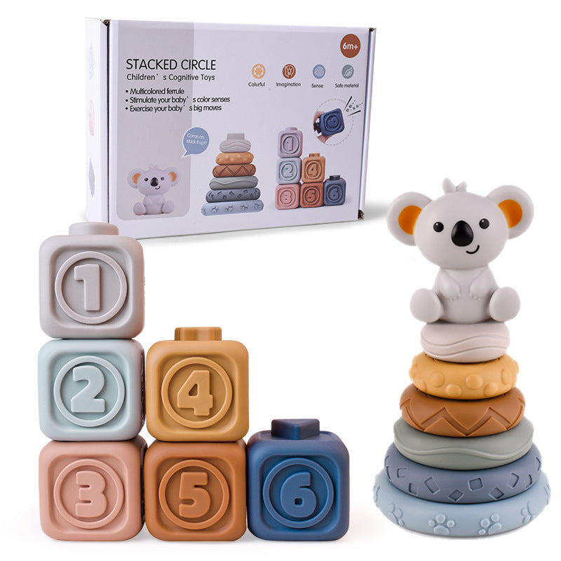 Montessori Toys Soft Stacking Building Blocks Rings Balls Sets 3 in 1 Baby Toys Bundle for Babies 6-12 Months Sensory Toys for Toddlers 1-3 Teething Bath Toys for Infants Learning Toy