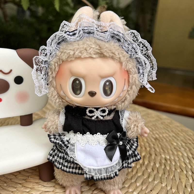 Designed for Labubu Clothes, Adorable Chic Dress Set comptible with 17cm Labubu Dolls, Doll Clothes Compatible with Labubu Accessories (NO Doll)