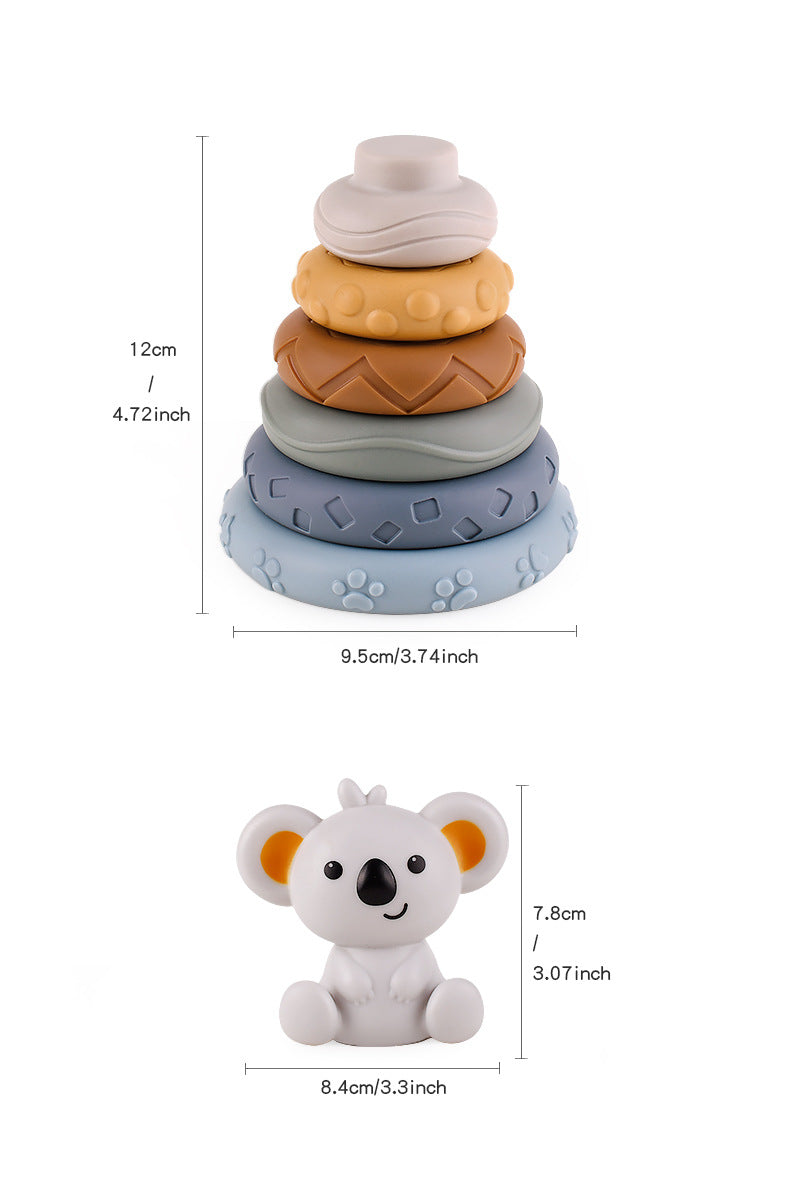 Montessori Toys Soft Stacking Building Blocks Rings Balls Sets 3 in 1 Baby Toys Bundle for Babies 6-12 Months Sensory Toys for Toddlers 1-3 Teething Bath Toys for Infants Learning Toy