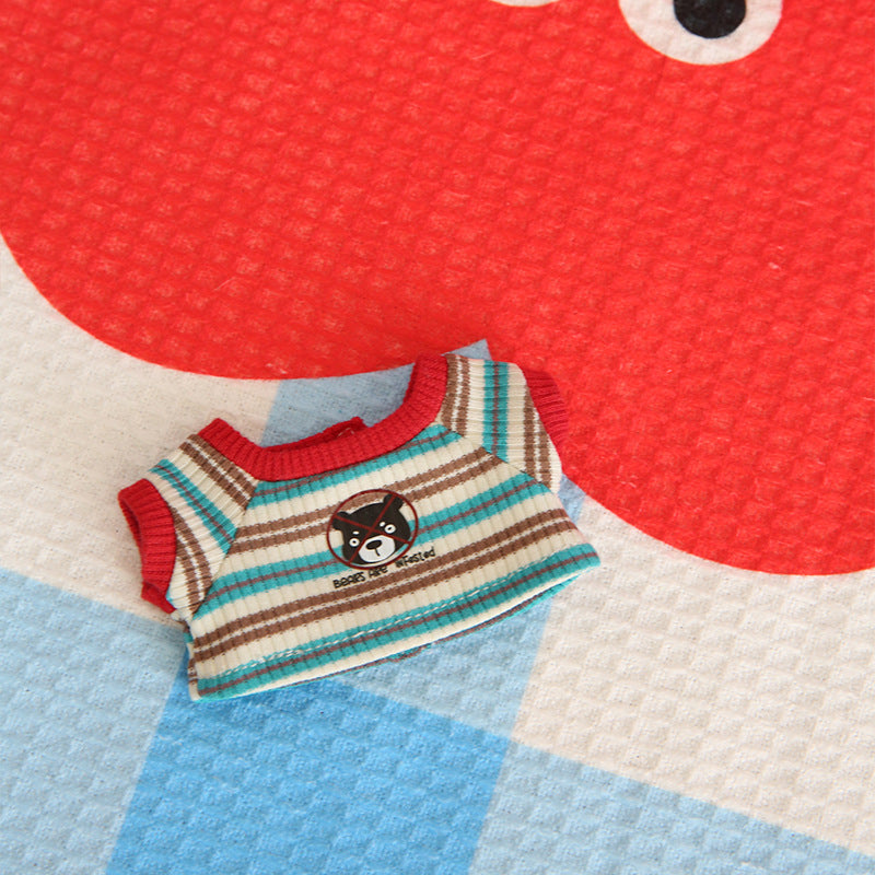 17 Cm Doll Clothes (No Doll) - Premium Doll Clothing & Accessories, Casual Doll Clothes & Accessories - Striped T-Shirt + Overalls