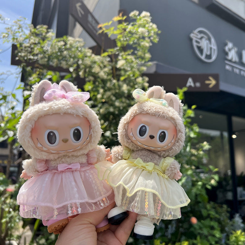 Designed for Labubu Clothes, Adorable Chic Dress Set comptible with 17cm Labubu Dolls, Doll Clothes Compatible with Labubu Accessories (NO Doll)