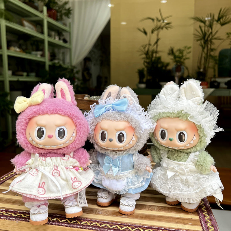 Designed for Labubu Clothes, Adorable Chic Dress Set comptible with 17cm Labubu Dolls, Doll Clothes Compatible with Labubu Accessories (NO Doll)