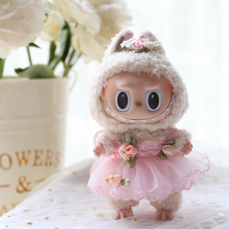 Designed for Labubu Clothes, Adorable Chic Dress Set comptible with 17cm Labubu Dolls, Doll Clothes Compatible with Labubu Accessories (NO Doll)