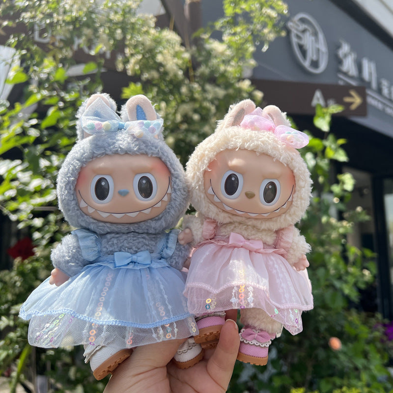Designed for Labubu Clothes, Adorable Chic Dress Set comptible with 17cm Labubu Dolls, Doll Clothes Compatible with Labubu Accessories (NO Doll)