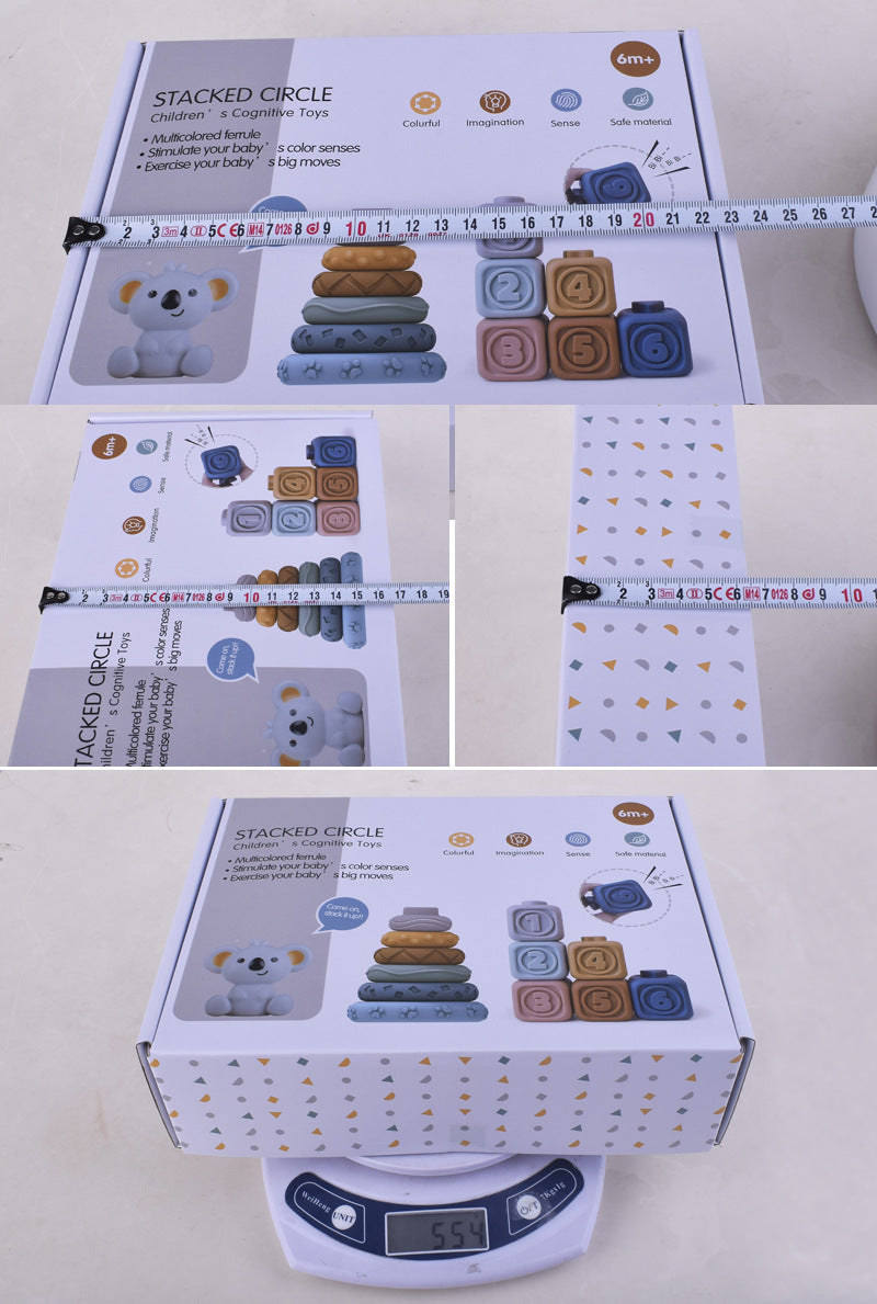 Montessori Toys Soft Stacking Building Blocks Rings Balls Sets 3 in 1 Baby Toys Bundle for Babies 6-12 Months Sensory Toys for Toddlers 1-3 Teething Bath Toys for Infants Learning Toy