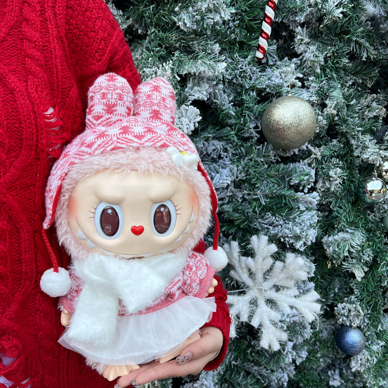 Christmas Costume Set Clothes for Labubu 17cm/40cm Dolls,Premium Festive Outfit with Santa Hat & Ornament Accessories, Collector's Doll Clothing (Doll Not Included)