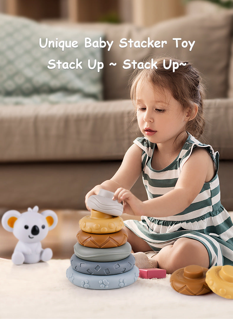 Montessori Toys Soft Stacking Building Blocks Rings Balls Sets 3 in 1 Baby Toys Bundle for Babies 6-12 Months Sensory Toys for Toddlers 1-3 Teething Bath Toys for Infants Learning Toy