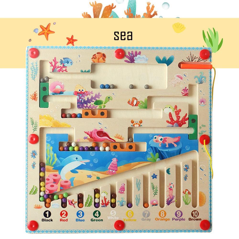 Magnetic Color and Number Maze,Montessori Toy for 2-5 Years Old Children,Wooden Magnet Balls Puzzles,Toddler Busy Board Game,Preschool Learning Activities,Christmas & Birthday Gift for Kids