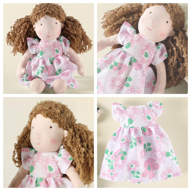 10" Handmade Waldorf Doll , Soft Girl Rag With Cute Stuffed Plush, Ideal First for Babies & Toddlers