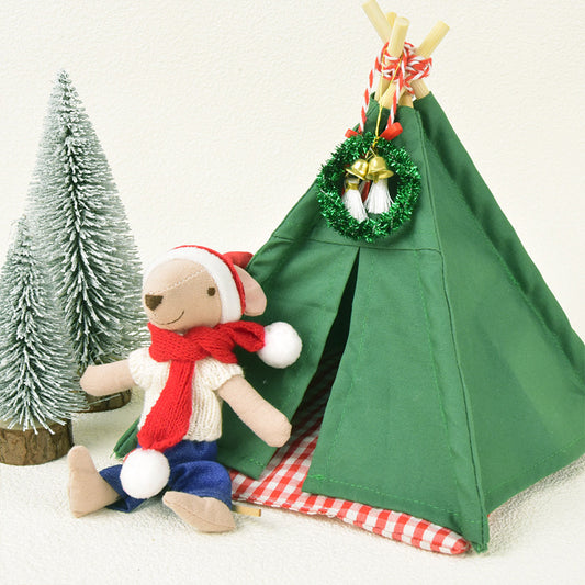Dollhouse Miniature Tent With Mat Camping Tent Props for Miniature Decor