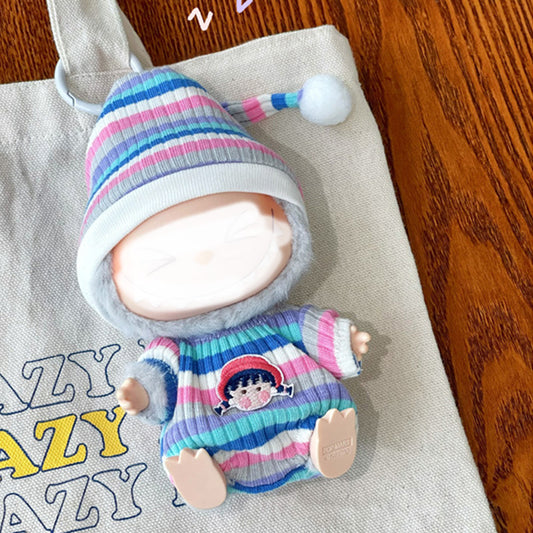 Clothes for Labubu Doll, Cute Hat & Outfit Set for Labubu 17cm Dolls, Adorable Dress-Up Accessories for Labubu Doll,No Doll