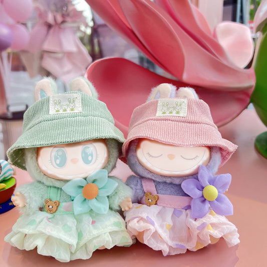 Cute Hat & Outfit Set for Labubu 17cm Dolls, Adorable Dress-Up Accessories for Labubu Doll,No Doll