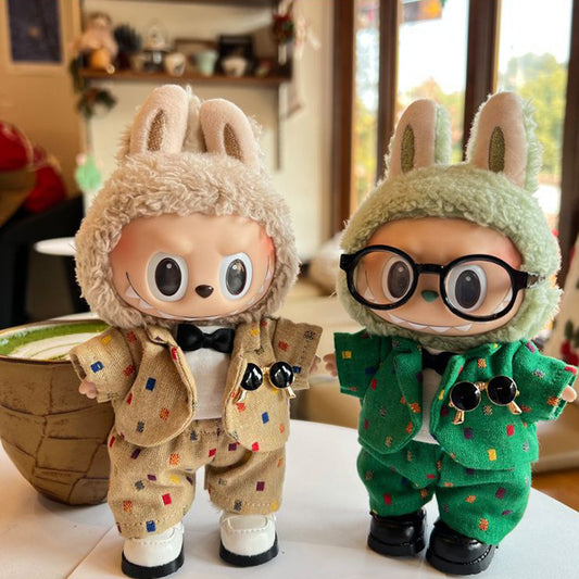 17cm Plush Doll Clothes Coat Shirt Pants Vest Belt Tie Accessories Suit 8in Doll Dress Up