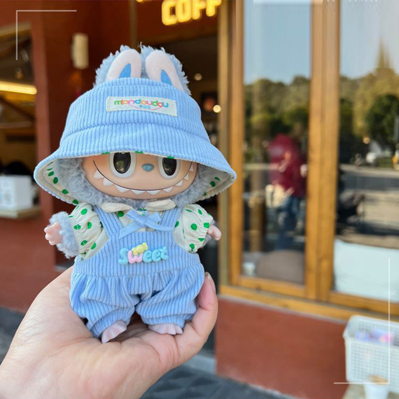 Clothes for Labubu Doll, Cute Hat & Outfit Set for Labubu 17cm Dolls, Adorable Dress-Up Accessories for Labubu Doll