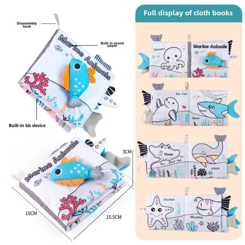 Baby Books Toys, High Contrast Black and White Books Non Toxic Fabric Touch and Feel Crinkle Cloth Books Early Educational Stimulation Toys for Infants Toddlers, Baby Gift Soft Toys Mirror