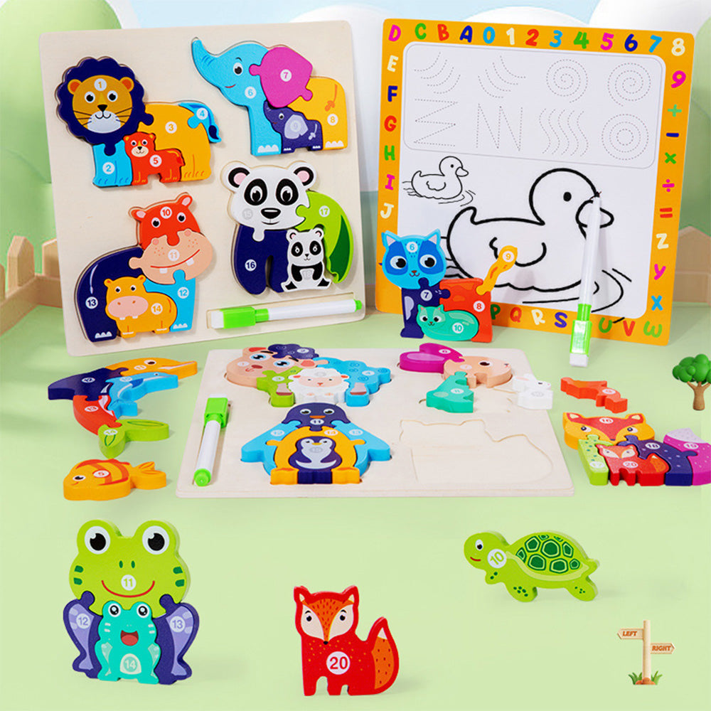 LCM-041502 Peg Puzzles For Toddlers, Wooden Brain Puzzles for Kids, Assembly Puzzles for 1-3 Year Old Boys & Girls