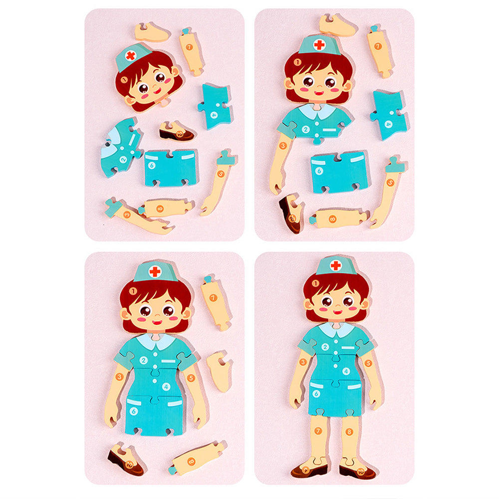 People Who Help Us Peg Puzzles For Toddlers, 11.8 x 5.9 Inch Wooden Puzzles  Mix and Match Cognition Community Number The People Puzzle Diversity Educational Toys Wood Play Learning Toy.