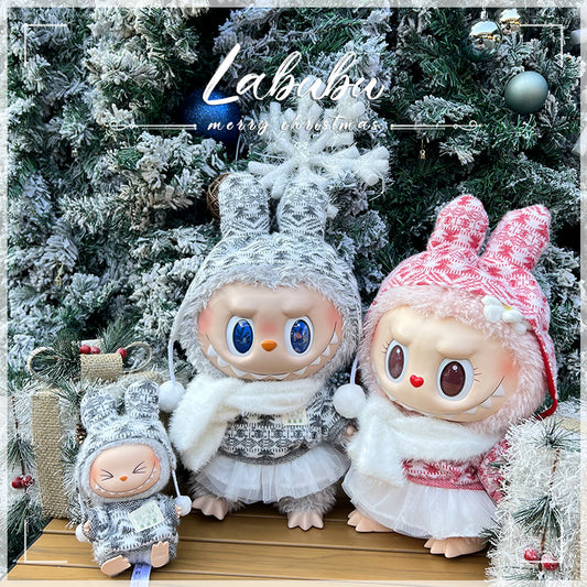 Christmas Costume Set Clothes for Labubu 17cm/40cm Dolls,Premium Festive Outfit with Santa Hat & Ornament Accessories, Collector's Doll Clothing (Doll Not Included)