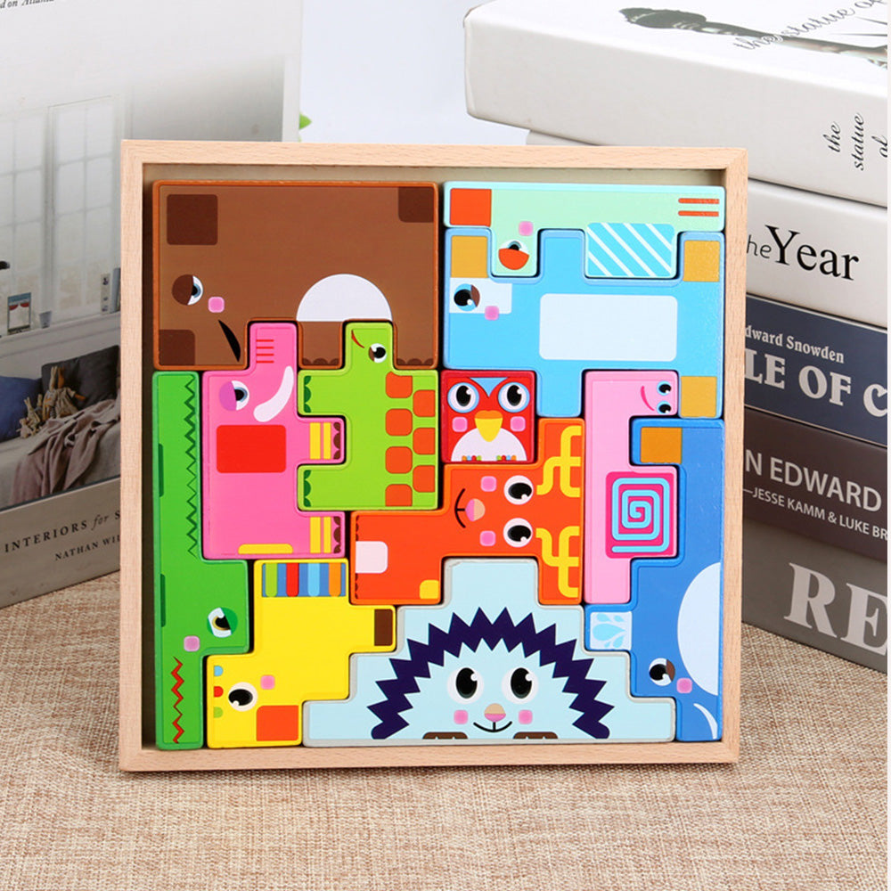 Wooden Blocks Puzzle Russian Blocks for Kids Age 3 4 5 Years Old, Children's Puzzle Game Board Learning Education Montessori Toddler Puzzle Wooden Toys for Kids Birthday Party Gift
