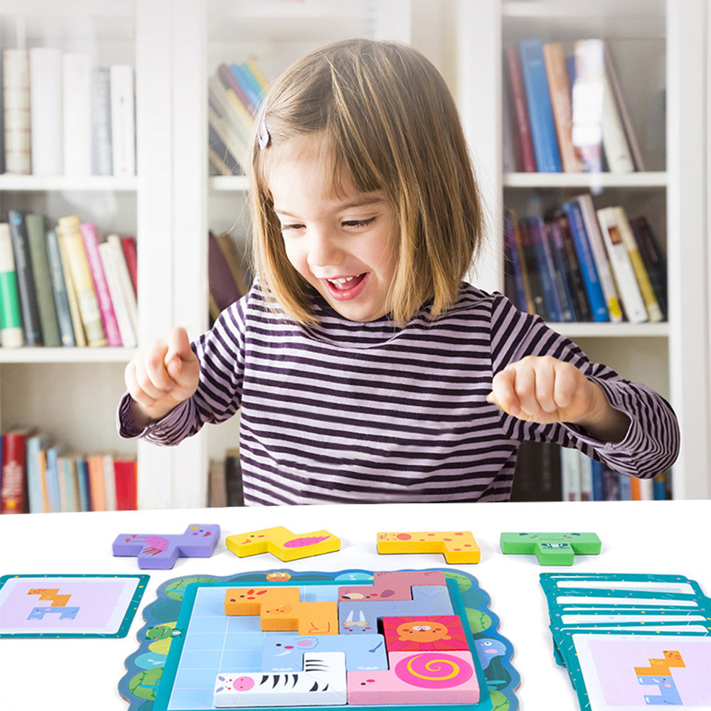 Wooden Blocks Puzzle Russian Blocks for Kids Age 3 4 5 Years Old, Children's Puzzle Game Board Learning Education Montessori Toddler Puzzle Wooden Toys for Kids Birthday Party Gift