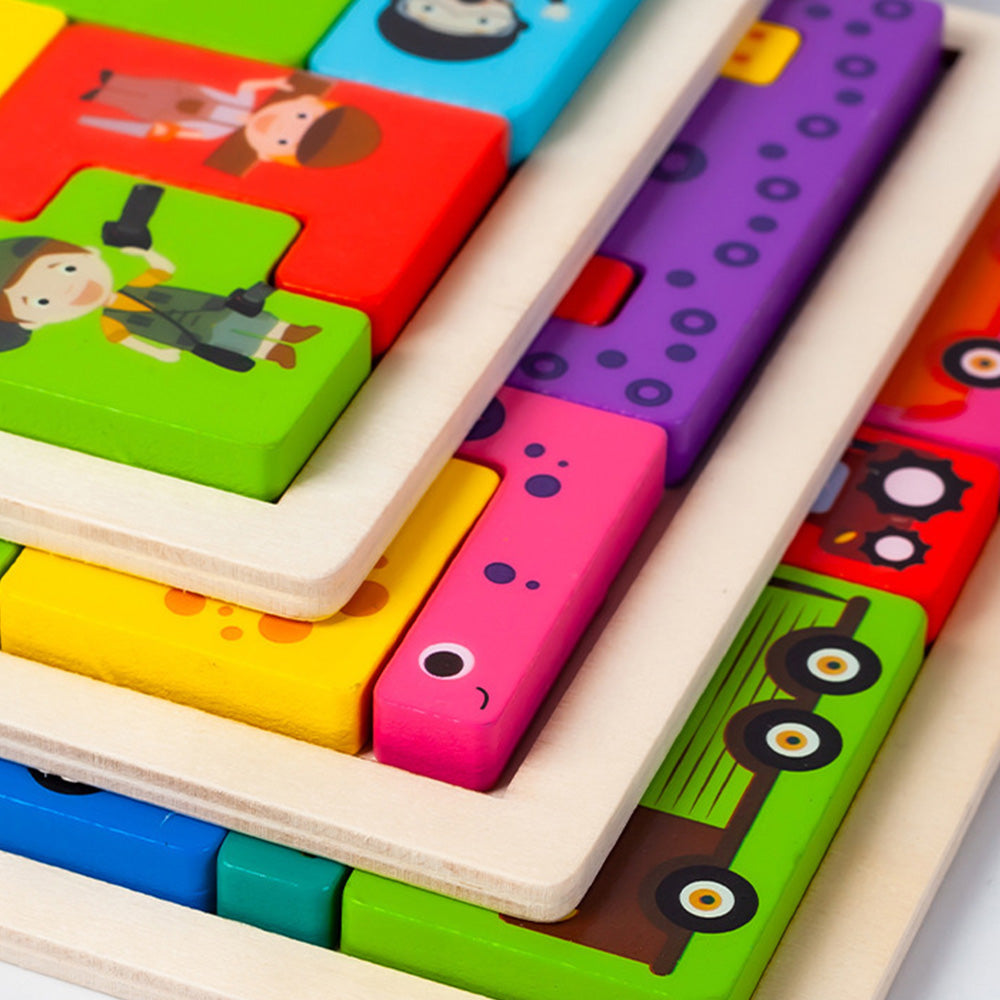 Wooden Blocks Puzzle Russian Blocks for Kids Age 3 4 5 Years Old, Children's Puzzle Game Board Learning Education Montessori Toddler Puzzle Wooden Toys for Kids Birthday Party Gift