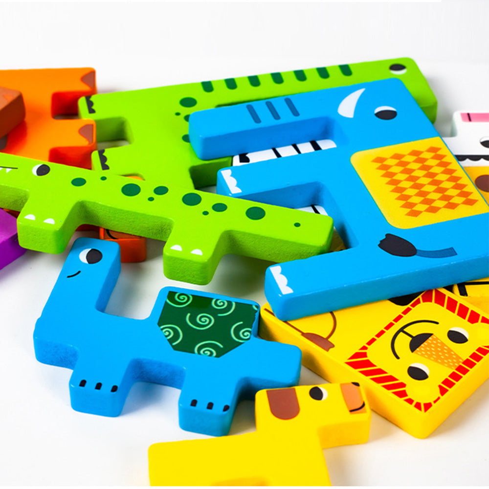 Wooden Blocks Puzzle Russian Blocks for Kids Age 3 4 5 Years Old, Children's Puzzle Game Board Learning Education Montessori Toddler Puzzle Wooden Toys for Kids Birthday Party Gift