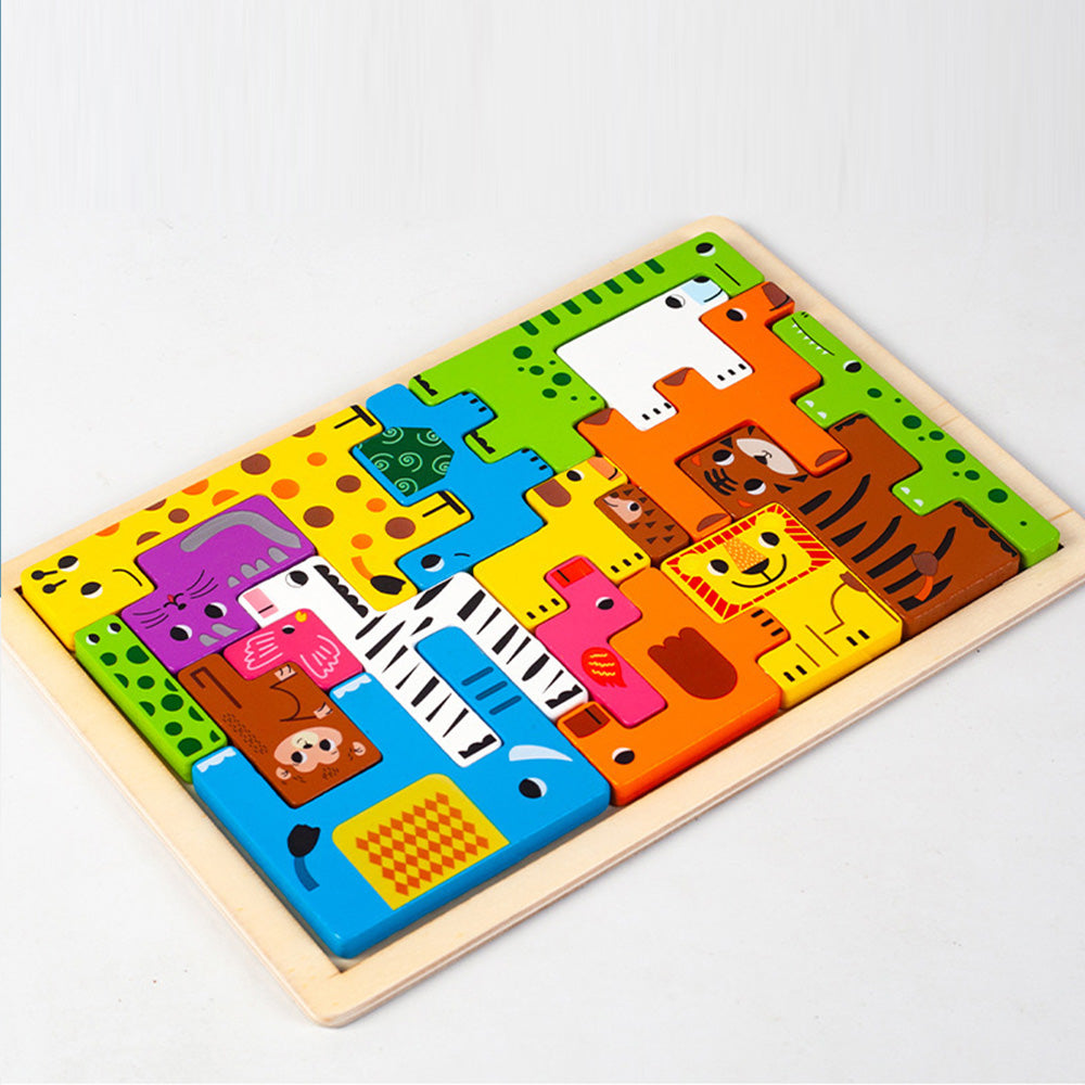 Wooden Blocks Puzzle Russian Blocks for Kids Age 3 4 5 Years Old, Children's Puzzle Game Board Learning Education Montessori Toddler Puzzle Wooden Toys for Kids Birthday Party Gift