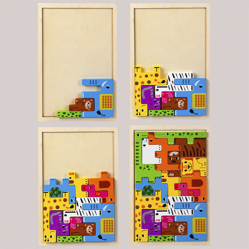 Wooden Blocks Puzzle Russian Blocks for Kids Age 3 4 5 Years Old, Children's Puzzle Game Board Learning Education Montessori Toddler Puzzle Wooden Toys for Kids Birthday Party Gift