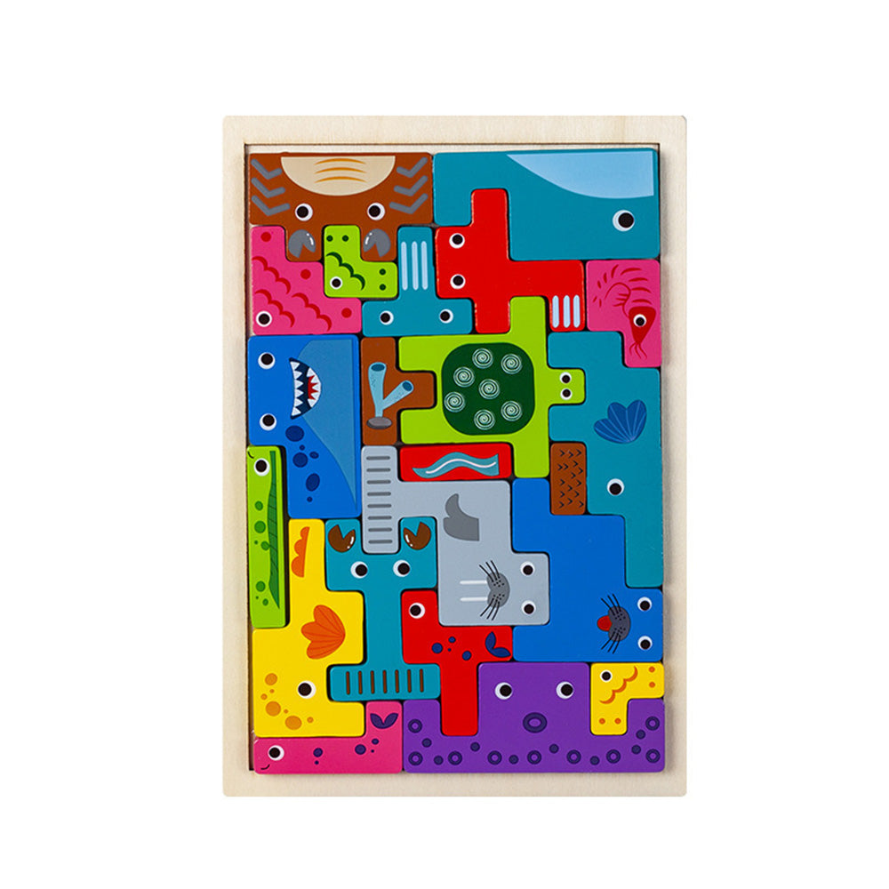 Wooden Blocks Puzzle Russian Blocks for Kids Age 3 4 5 Years Old, Children's Puzzle Game Board Learning Education Montessori Toddler Puzzle Wooden Toys for Kids Birthday Party Gift