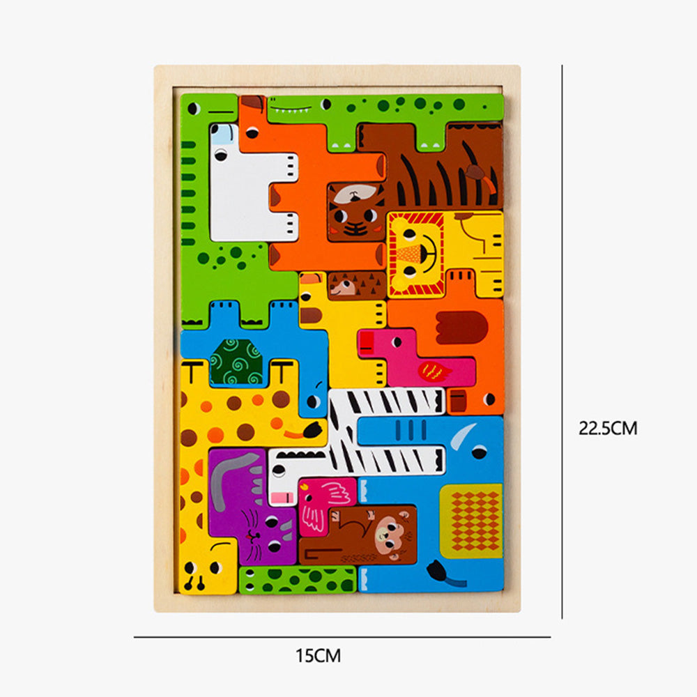 Wooden Blocks Puzzle Russian Blocks for Kids Age 3 4 5 Years Old, Children's Puzzle Game Board Learning Education Montessori Toddler Puzzle Wooden Toys for Kids Birthday Party Gift