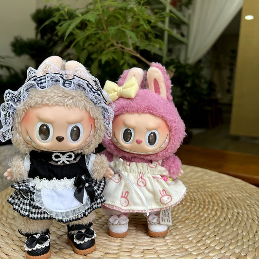 Designed for Labubu Clothes, Adorable Chic Dress Set comptible with 17cm Labubu Dolls, Doll Clothes Compatible with Labubu Accessories (NO Doll)