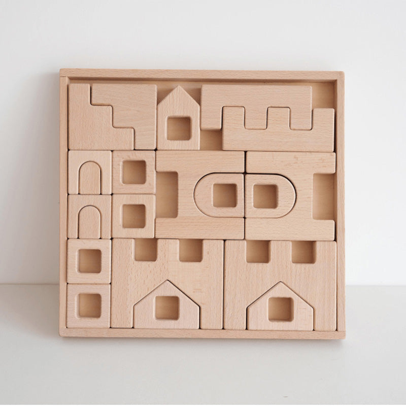B015 Wooden Building Blocks Set for Kids, Montessori Stacking Toy for Toddlers