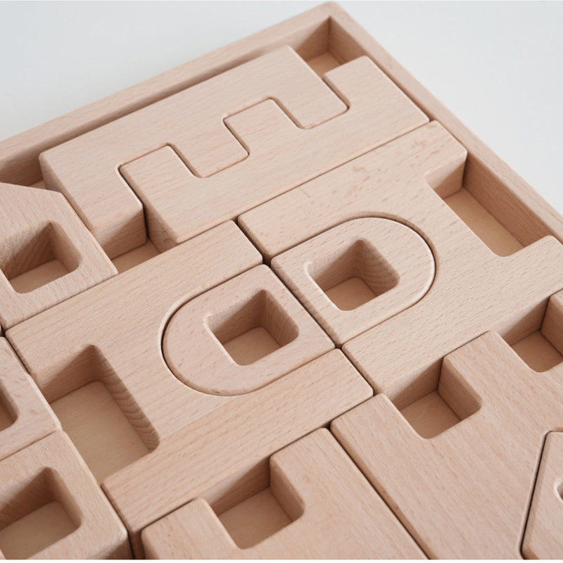 B015 Wooden Building Blocks Set for Kids, Montessori Stacking Toy for Toddlers