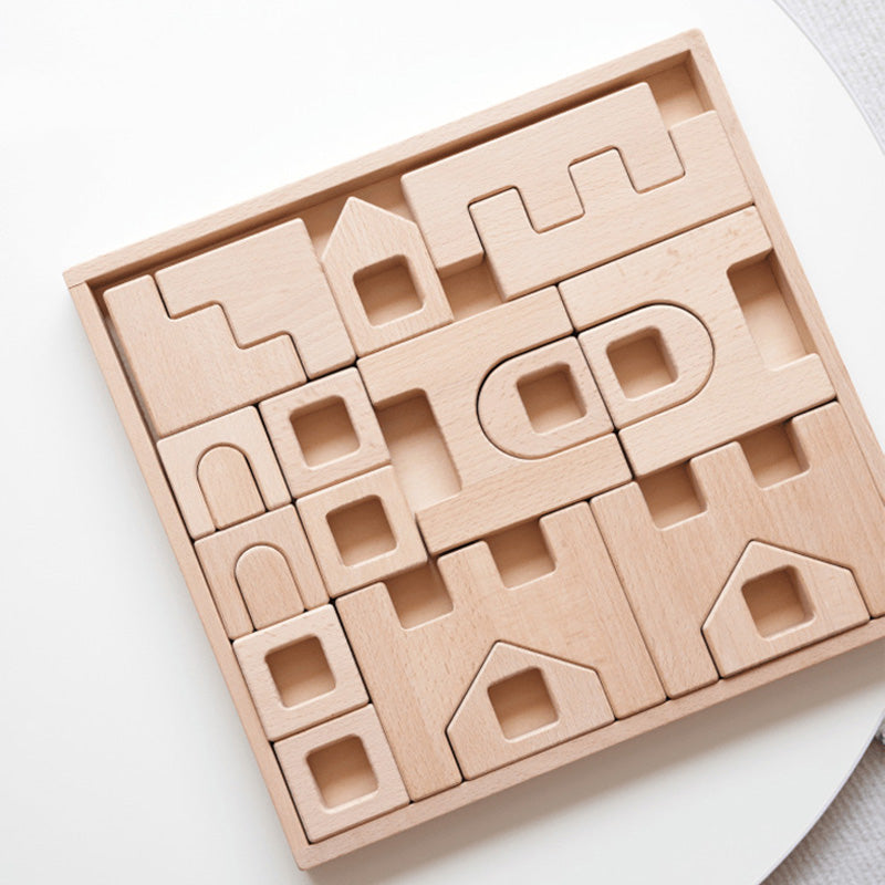 B015 Wooden Building Blocks Set for Kids, Montessori Stacking Toy for Toddlers
